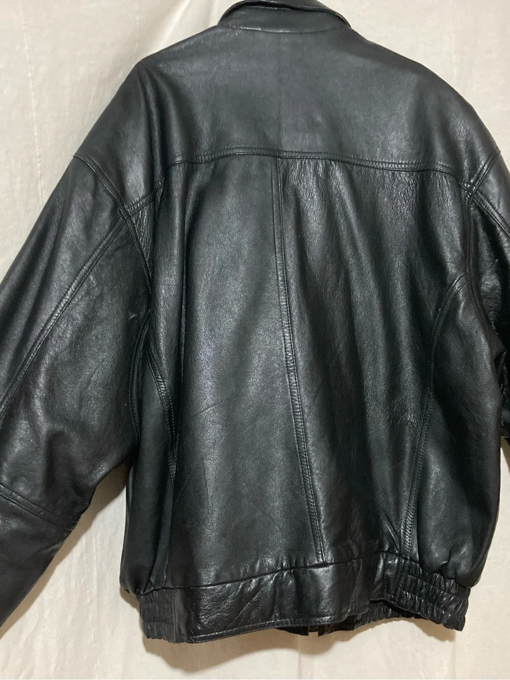 Members Only Black Leather Bomber Jacket Large EUC